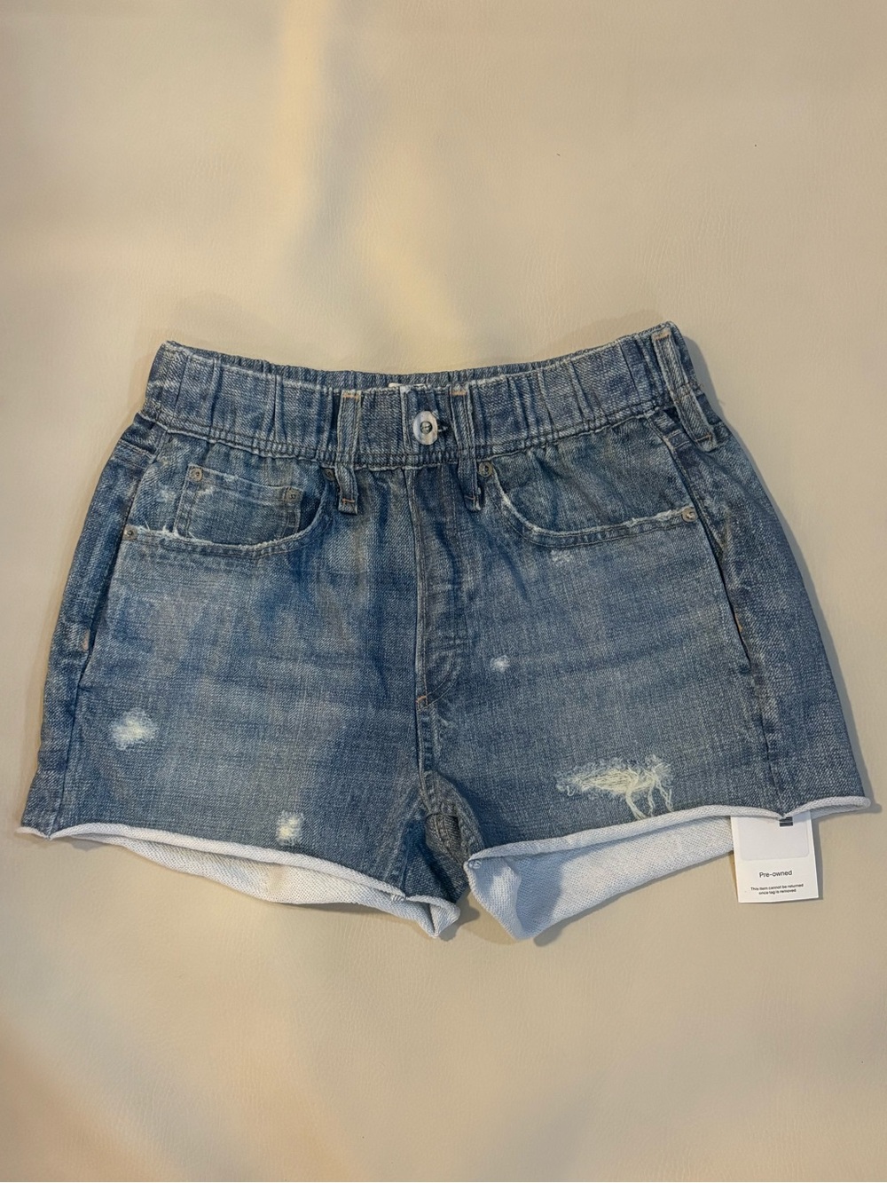 rag & bone denim-like cotton terry distressed Light Blue Shorts